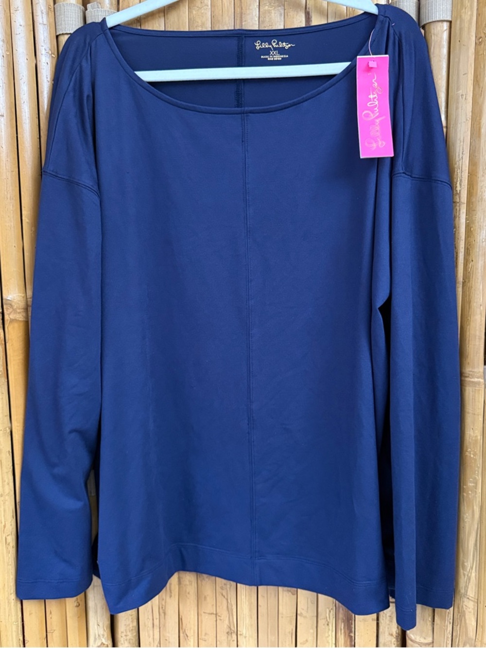 Lilly Pulitzer Navy Scoop-Neck Long Sleeve Top Size XXL. NWT